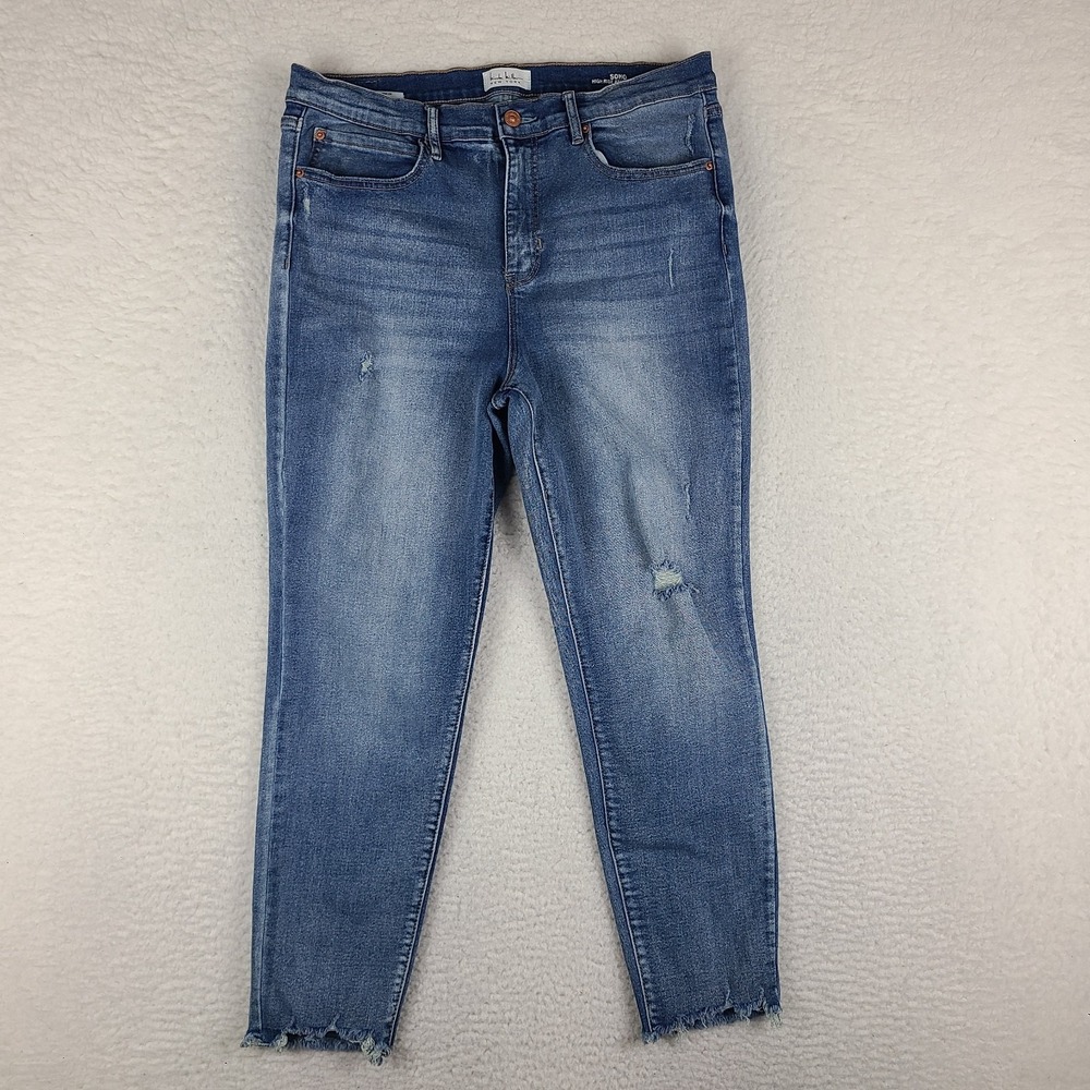 Nicole Miller Jeans Womens 14 Blue SOHO High Rise Ankle Skinny Light Wash‎ Denim